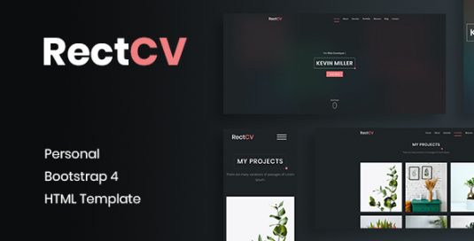 RectCV - Personal Bootstrap 4 HTML Portfolio Template