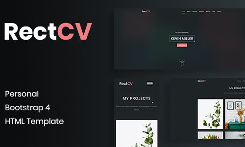 RectCV - Personal Bootstrap 4 HTML Portfolio Template